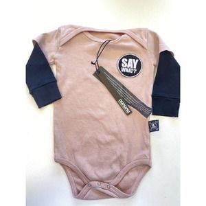 Nununu Girl's One piece Say What Long Sleeve Size 6-12 Mo Black